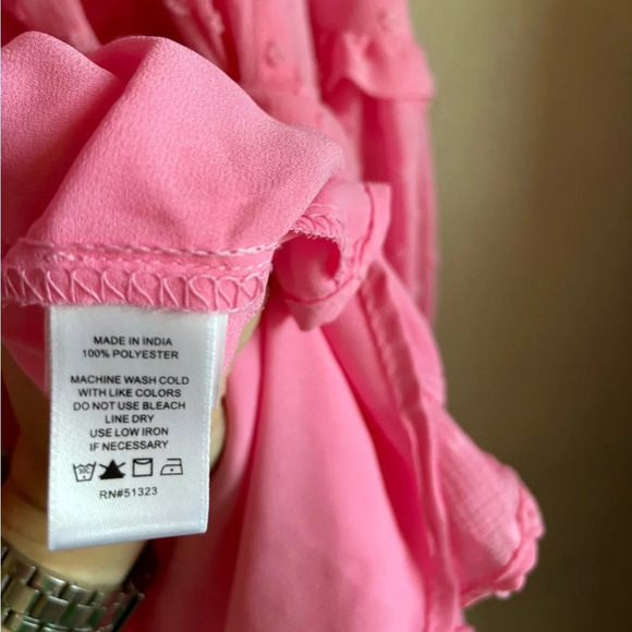 NWT Cece Clip Dot Ruffle Long Sleeve Shift Dress in Pink Begonia - Picture 12 of 12